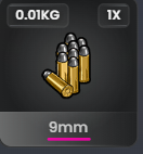 Exemple de munitions 9 mm affichées sans fond rouge
